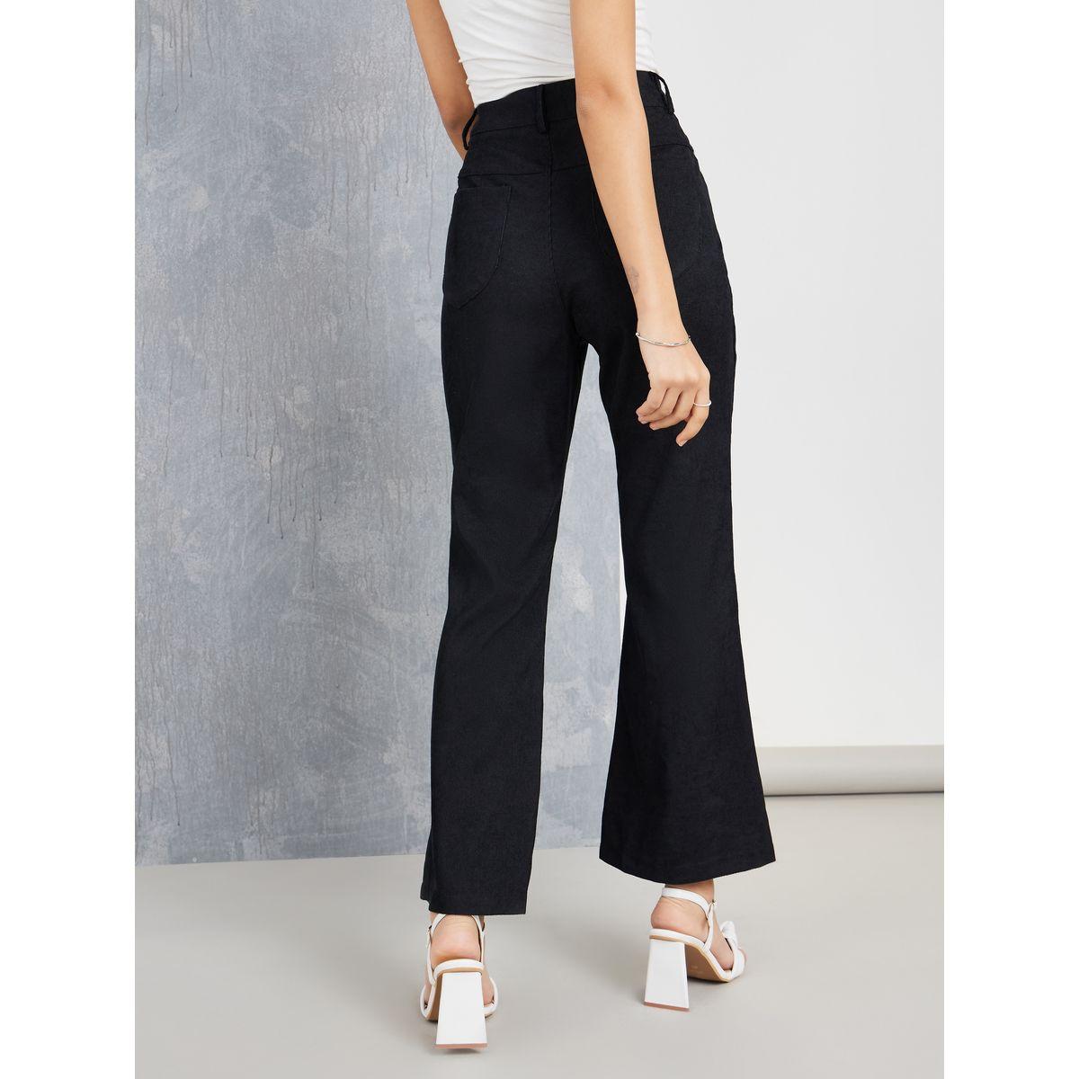 Styli Fit & Flare Corduroy Pants with Belt Loops-women-clothing-bottoms-trousers-image-4