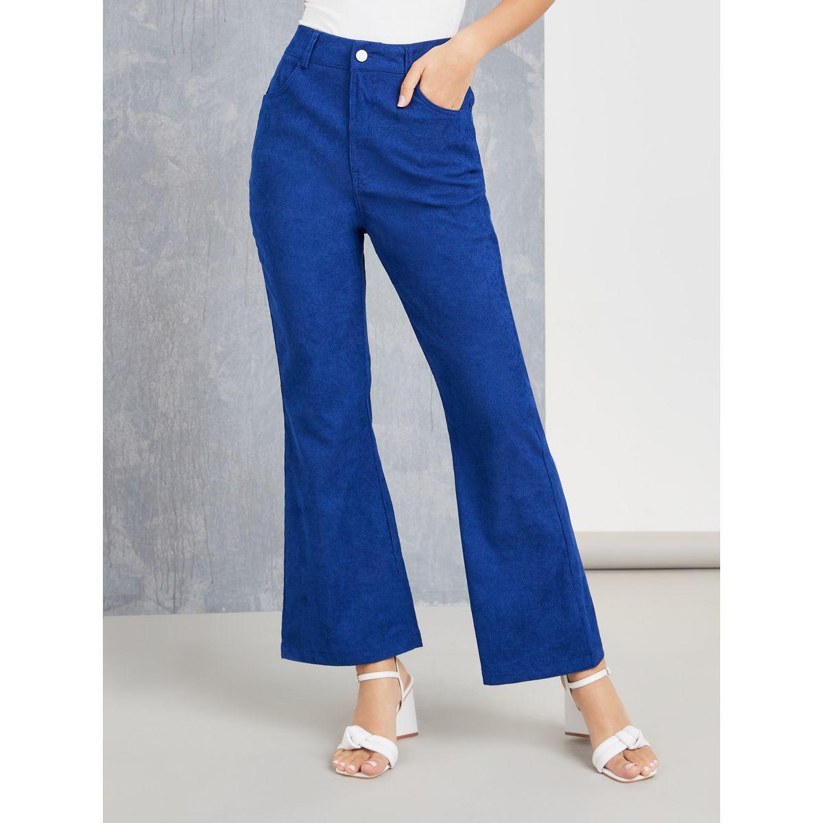 Styli Fit & Flare Corduroy Pants with Belt Loops-women-clothing-bottoms-trousers-image-1