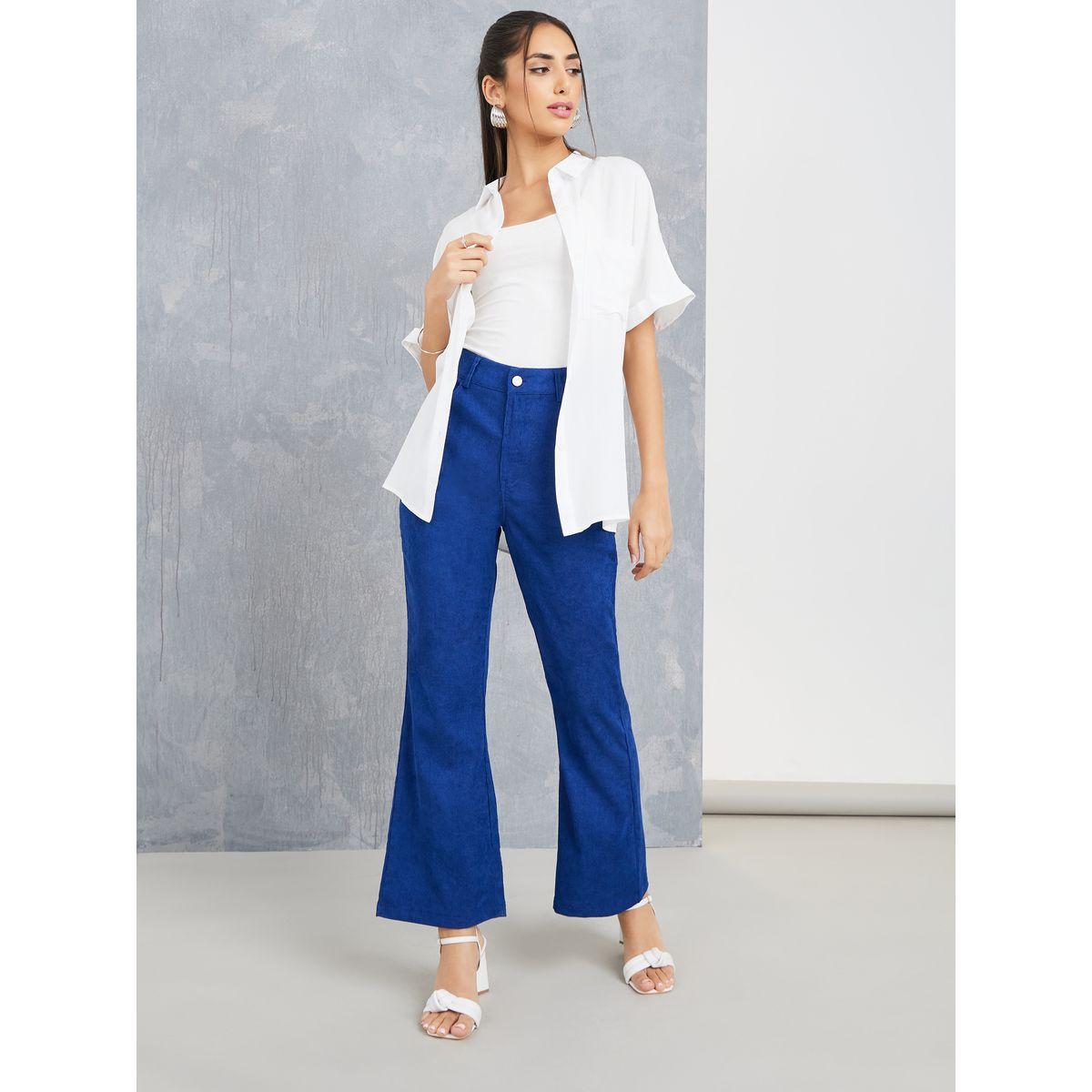 Styli Fit & Flare Corduroy Pants with Belt Loops-women-clothing-bottoms-trousers-image-2