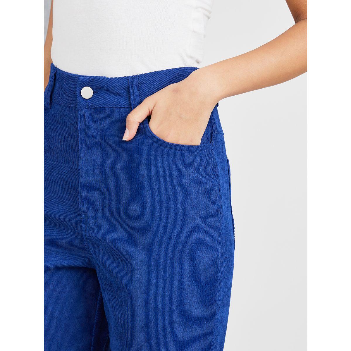 Styli Fit & Flare Corduroy Pants with Belt Loops-women-clothing-bottoms-trousers-image-3