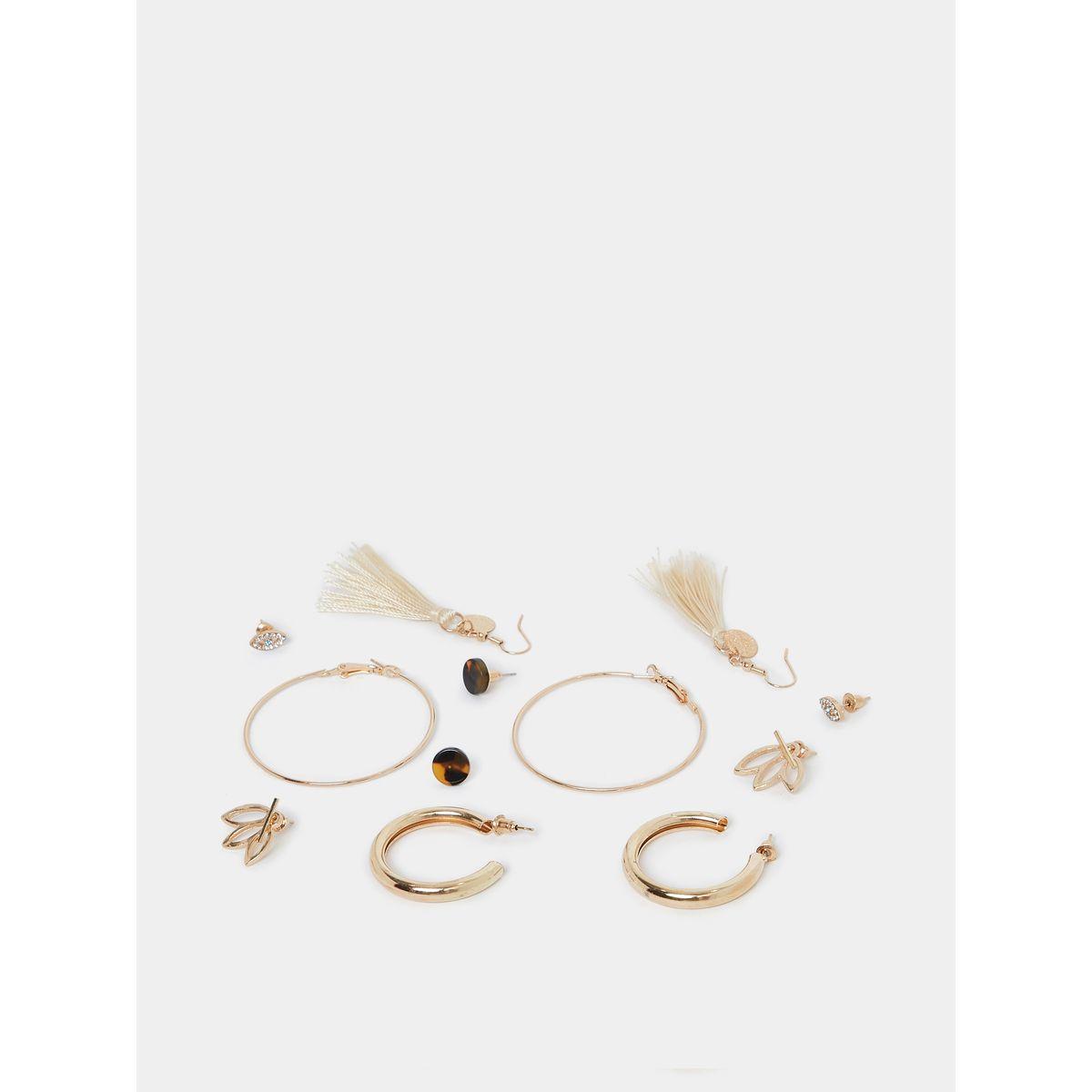 Styli Set of 6 - Tassel Hoop and Stud Earrings-women-watchesandjewellery-jewellery-earrings-image-1