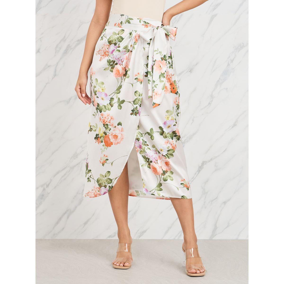 Styli Satin Floral Print Wrap Midi Skirt-women-clothing-bottoms-skirts-image-1