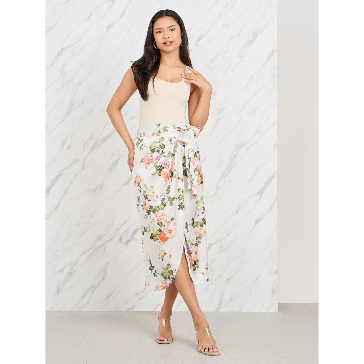 Styli Satin Floral Print Wrap Midi Skirt-women-clothing-bottoms-skirts-image-2