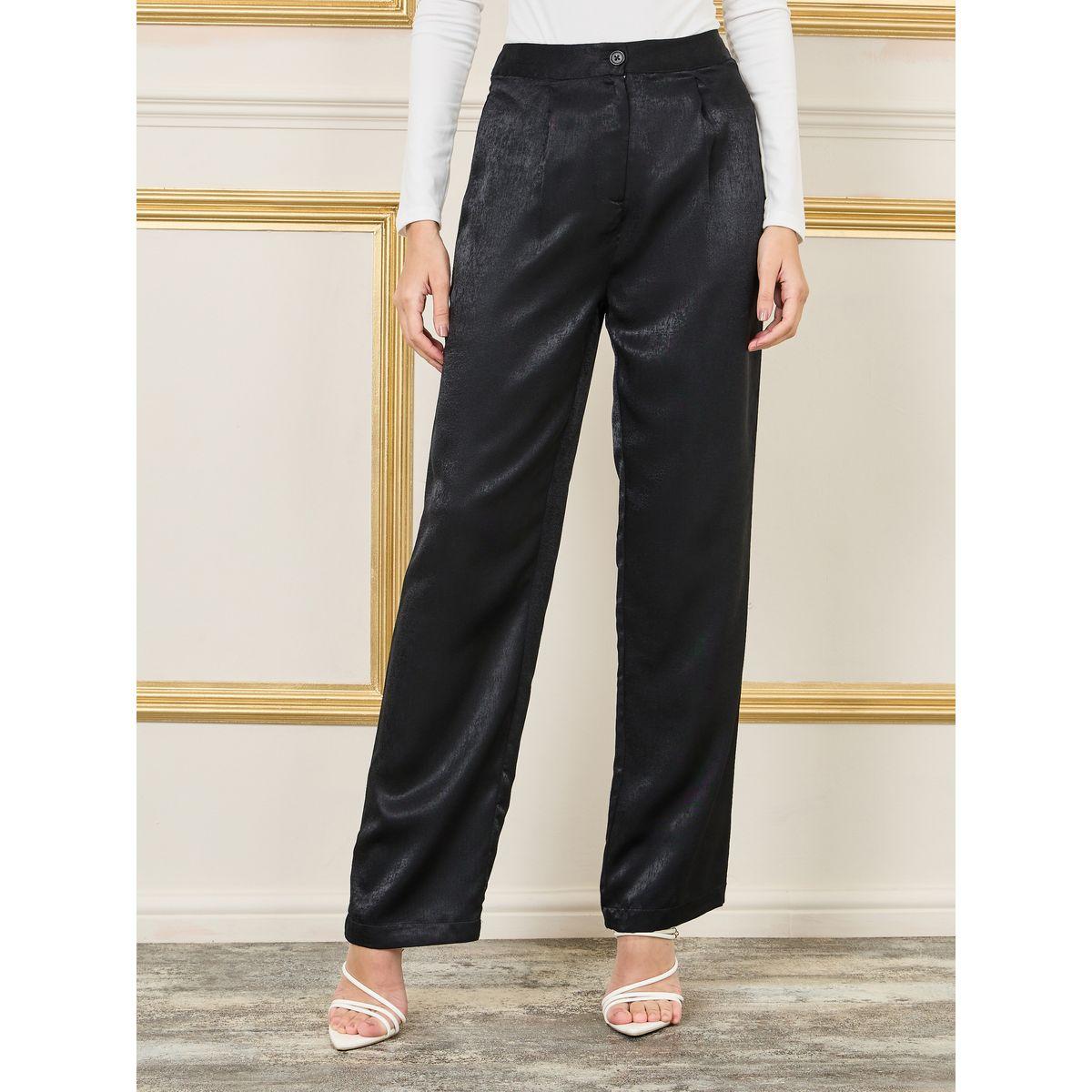 بنطال ساتان بارجل مستقيمة وخصر عالي-women-clothing-bottoms-trousers-image-1