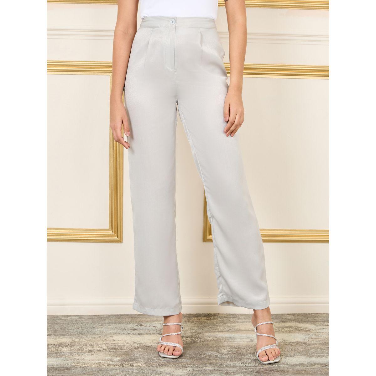 بنطال ساتان بارجل مستقيمة وخصر عالي-women-clothing-bottoms-trousers-image-1