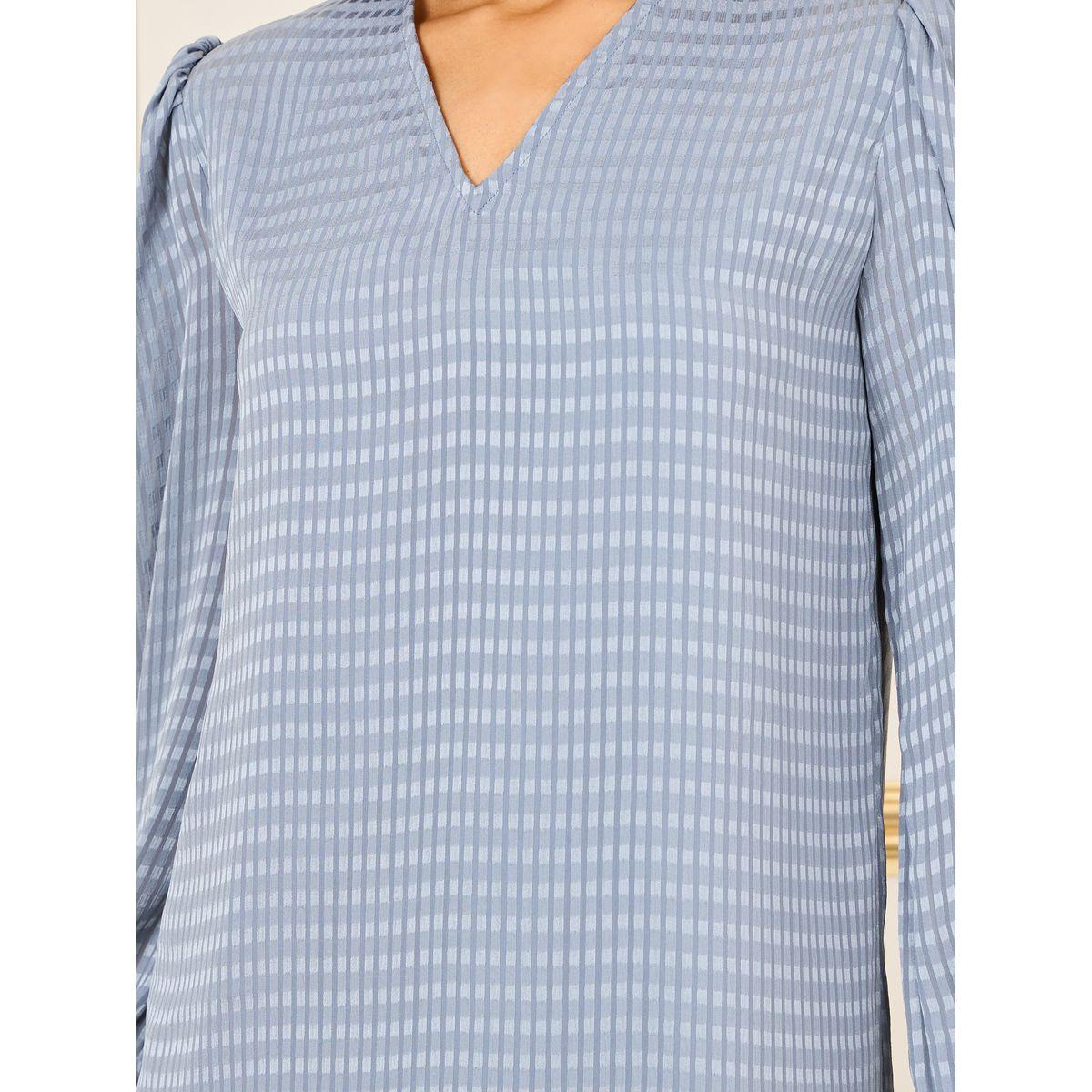 Styli Oversized V Neck Gingham Check Print Blouse-women-clothing-shirtsandblouses-blouses-image-4