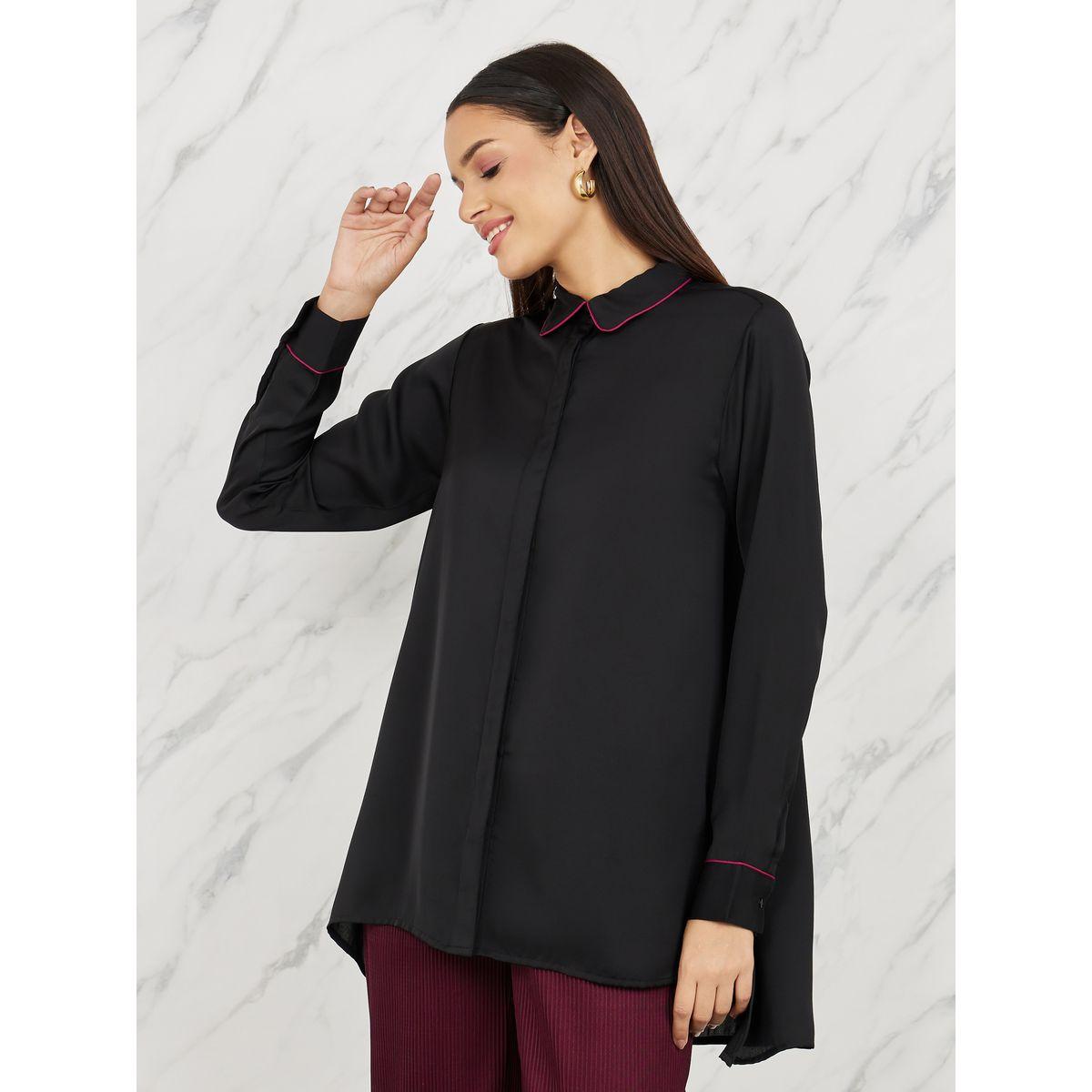 Styli Oversized Contrast Piping Detail Tunic Shirt-women-clothing-shirtsandblouses-shirts-image-1