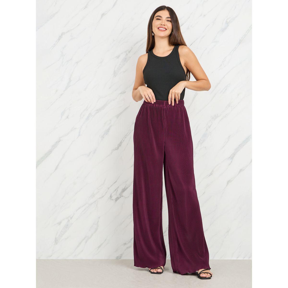 بنطال بليسيه بقصة مريحة-women-clothing-bottoms-trousers-image-2