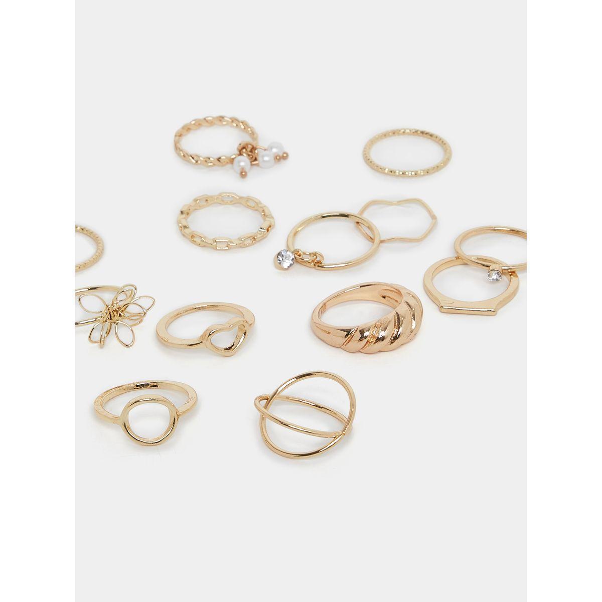 Styli Set of 14 - Cross Detail Assorted Rings-women-watchesandjewellery-jewellery-rings-image-1