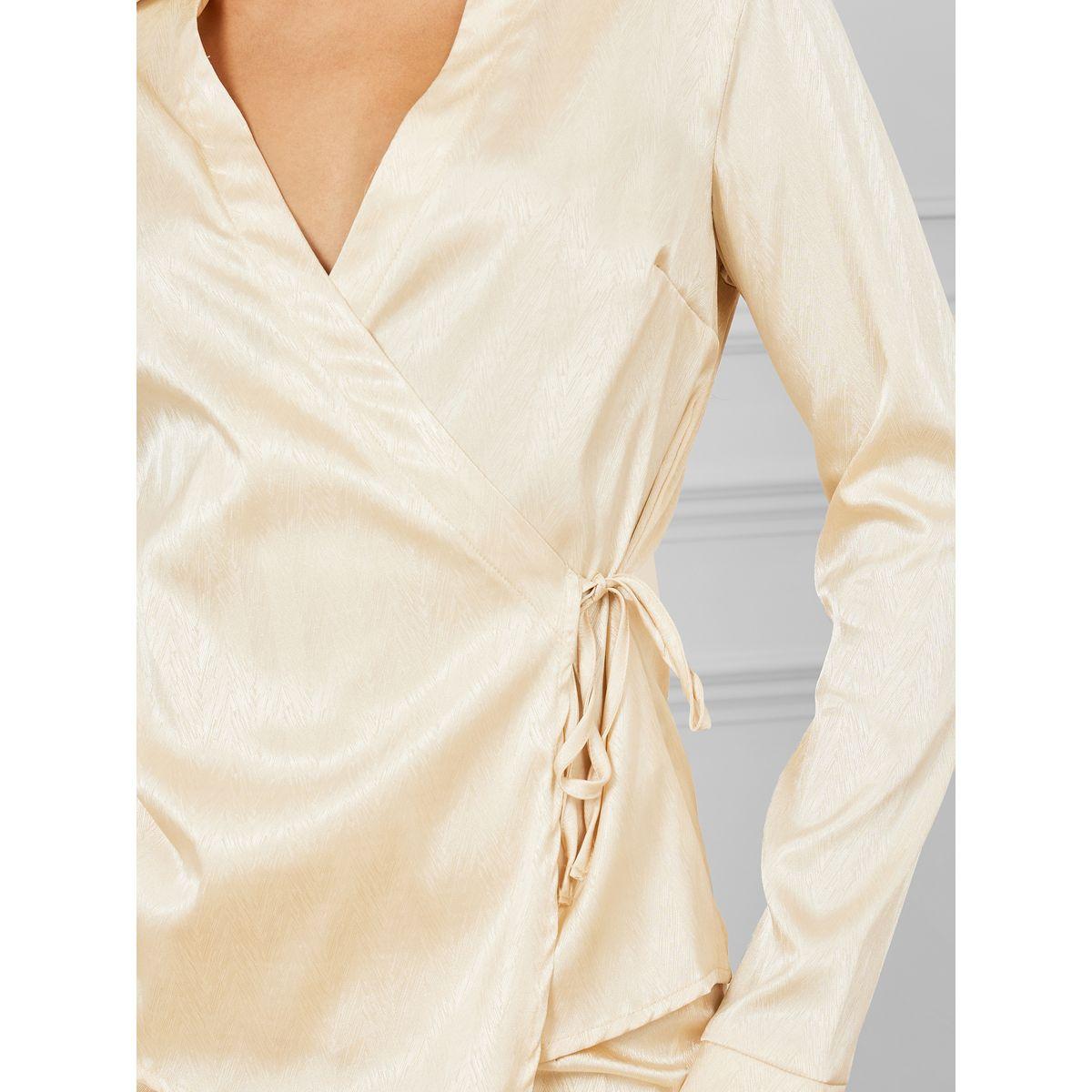 Styli Textured Collared Wrap Shirt & Pants Co-Ord-women-clothing-coordsets-image-3