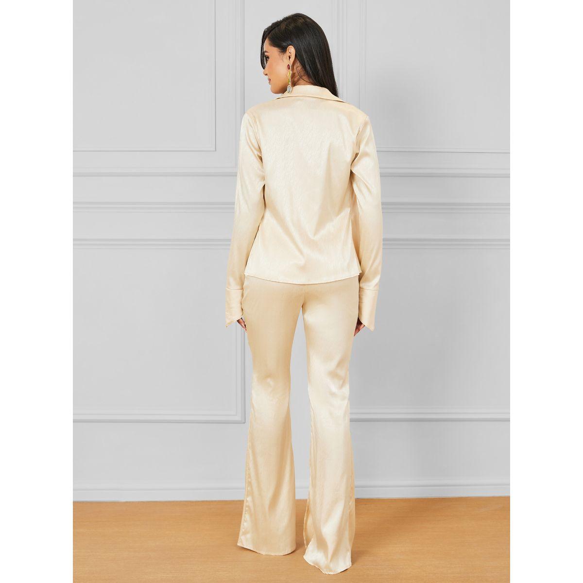 Styli Textured Collared Wrap Shirt & Pants Co-Ord-women-clothing-coordsets-image-5