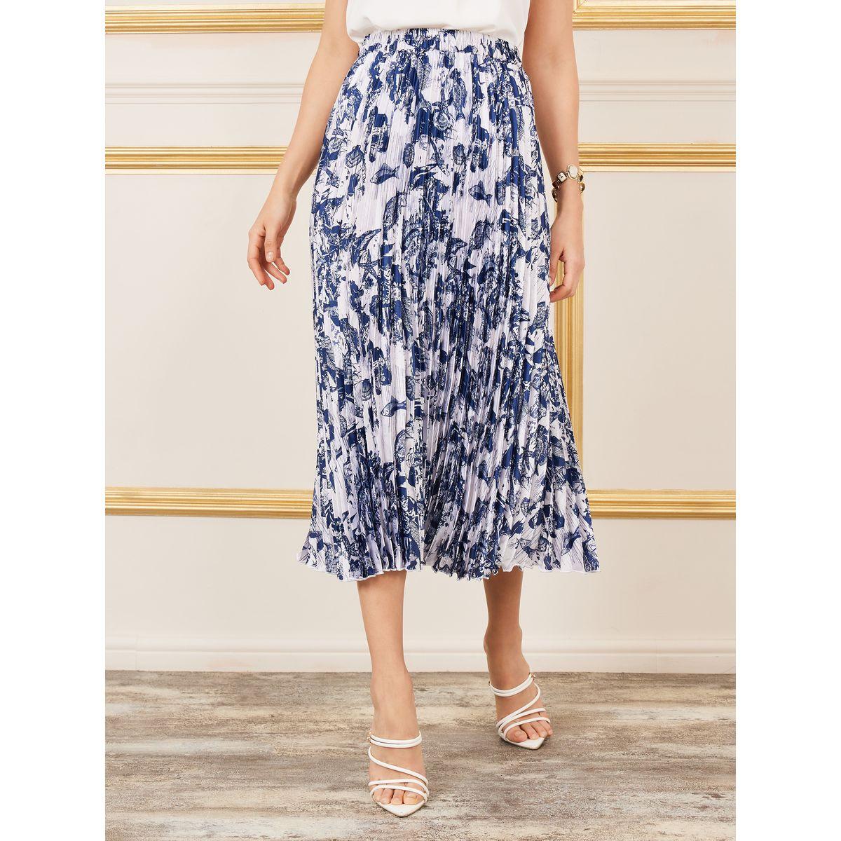 تنورة ميدي بكسرات وطبعة اسماك-women-clothing-bottoms-skirts-image-1
