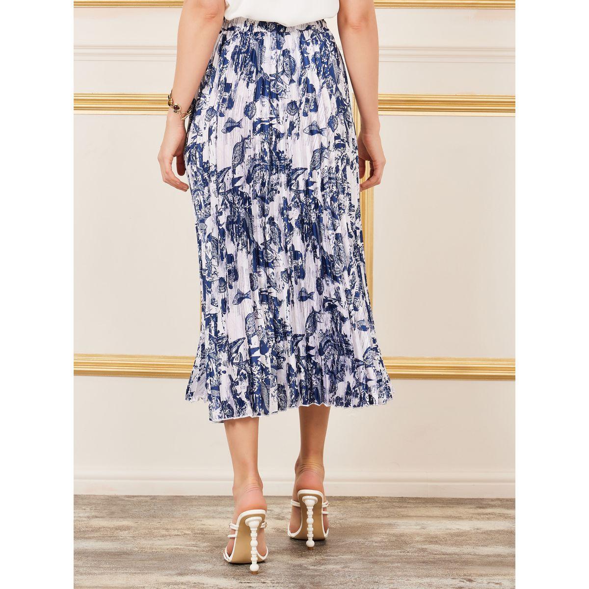 Styli Marine Species Printed Pleated Midi Skirt-women-clothing-bottoms-skirts-image-4