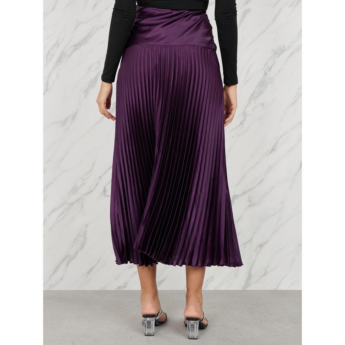 Styli Satin Yoke Pleated A-Line Maxi Skirt-women-clothing-bottoms-skirts-image-4