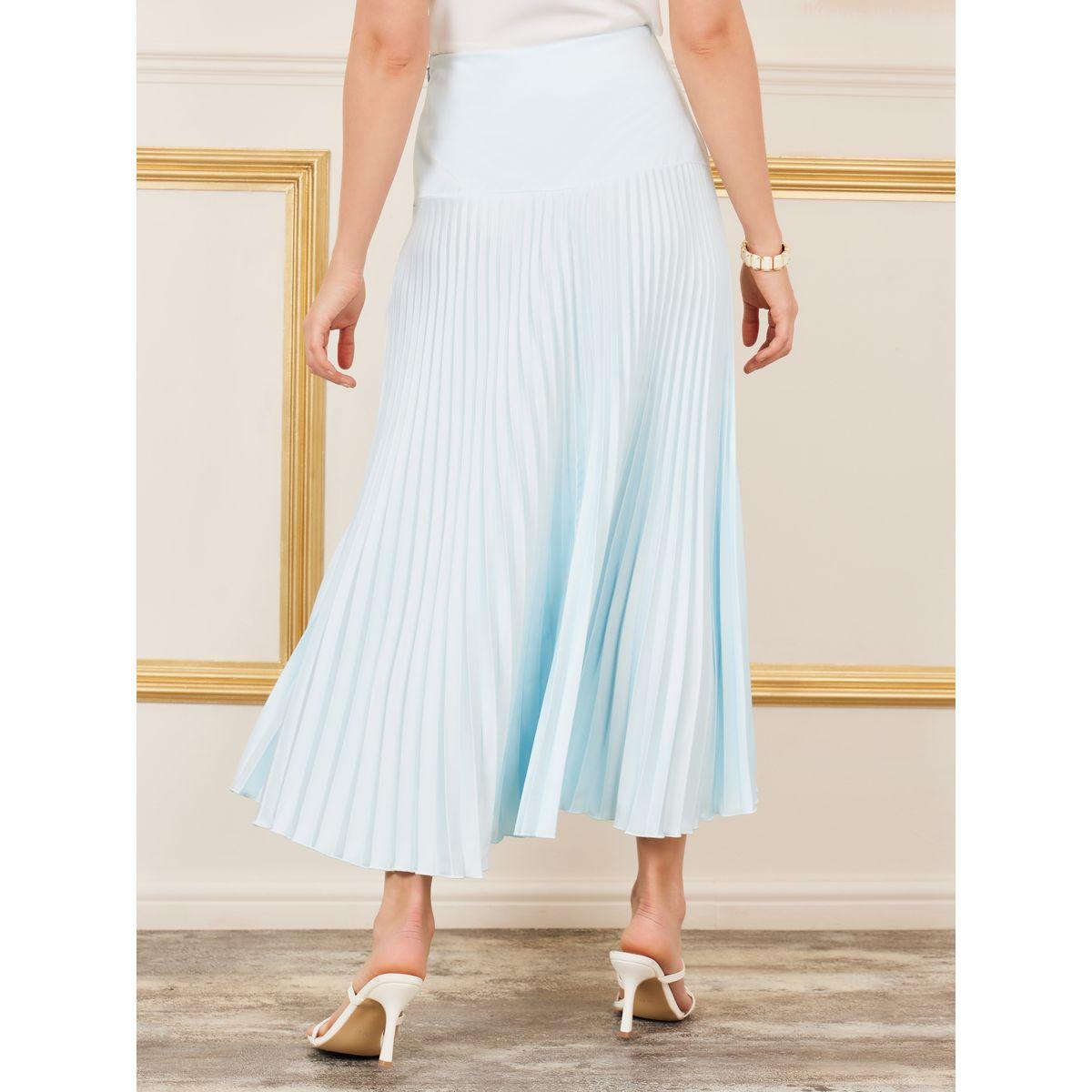 Styli Satin Yoke Pleated A-Line Maxi Skirt-women-clothing-bottoms-skirts-image-4