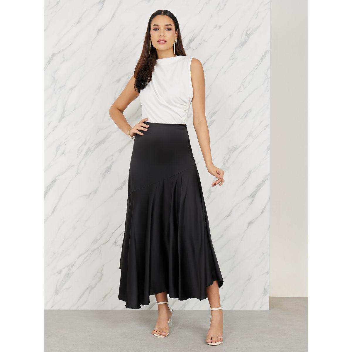 Styli Satin Asymmetric Ruffle Hem A-Line Maxi Skirt-women-clothing-bottoms-skirts-image-2