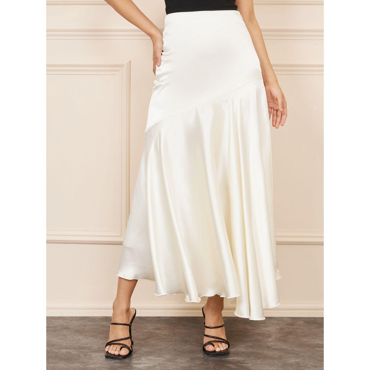 Styli Satin Asymmetric Ruffle Hem A-Line Maxi Skirt-women-clothing-bottoms-skirts-image-1