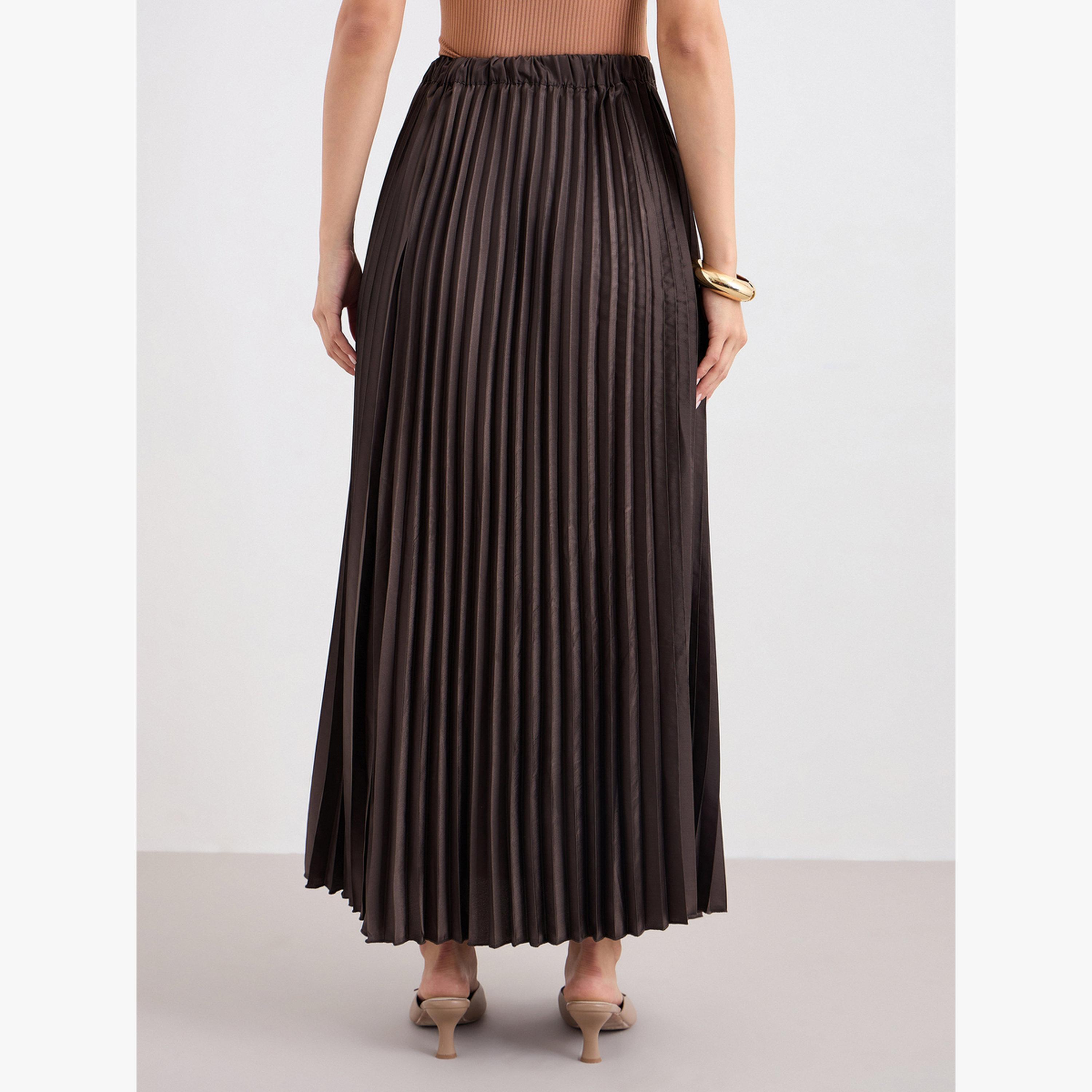 تنورة طويلة ساتان بحافة واسعة وكسرات-women-clothing-bottoms-skirts-image-4