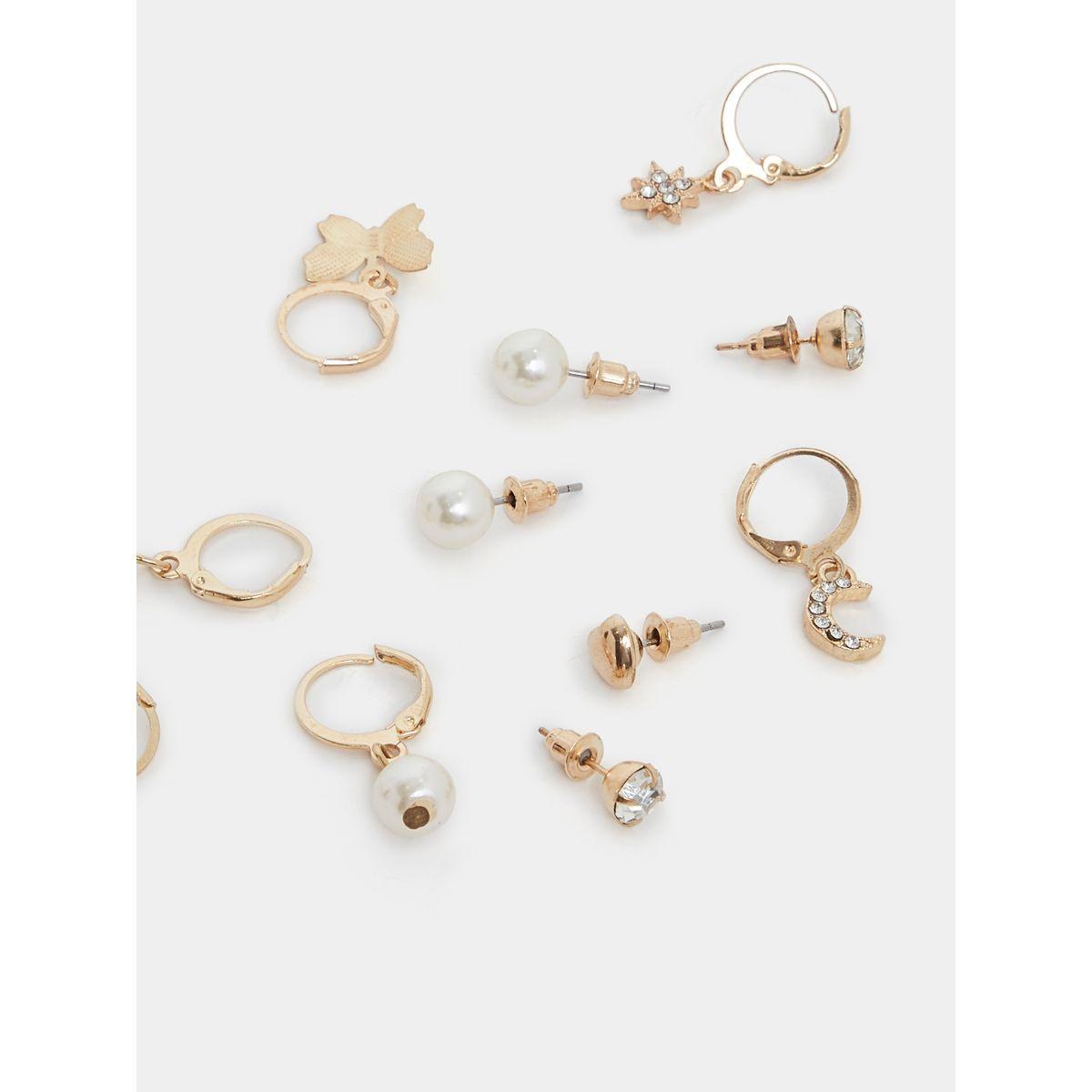 Styli Set of 6 - Faux Pearl Earrings-women-watchesandjewellery-jewellery-earrings-image-1