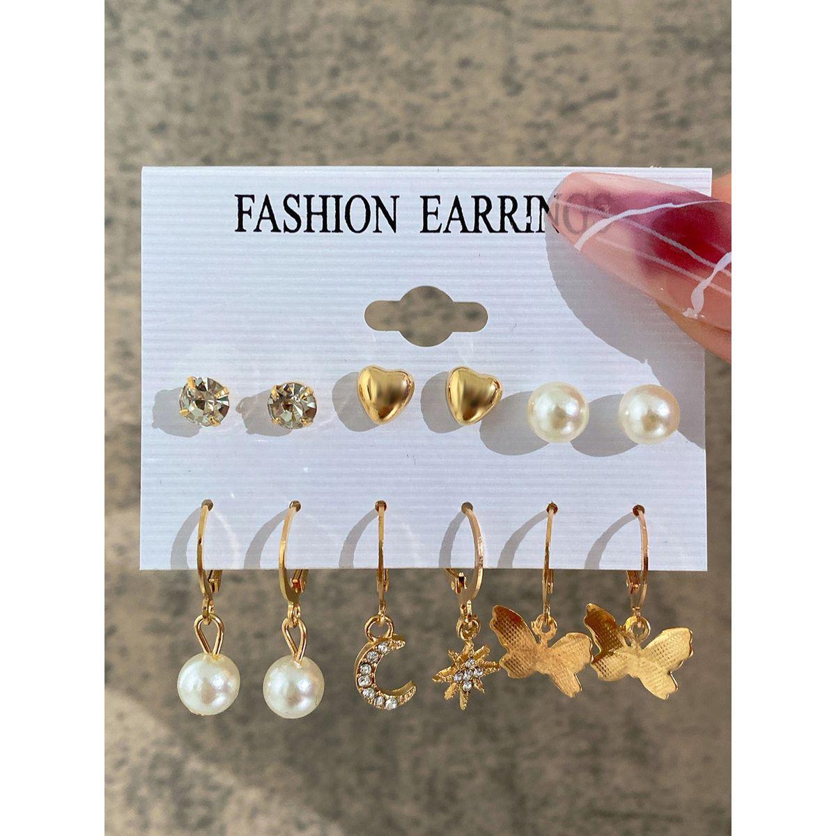 Styli Set of 6 - Faux Pearl Earrings-women-watchesandjewellery-jewellery-earrings-image-4