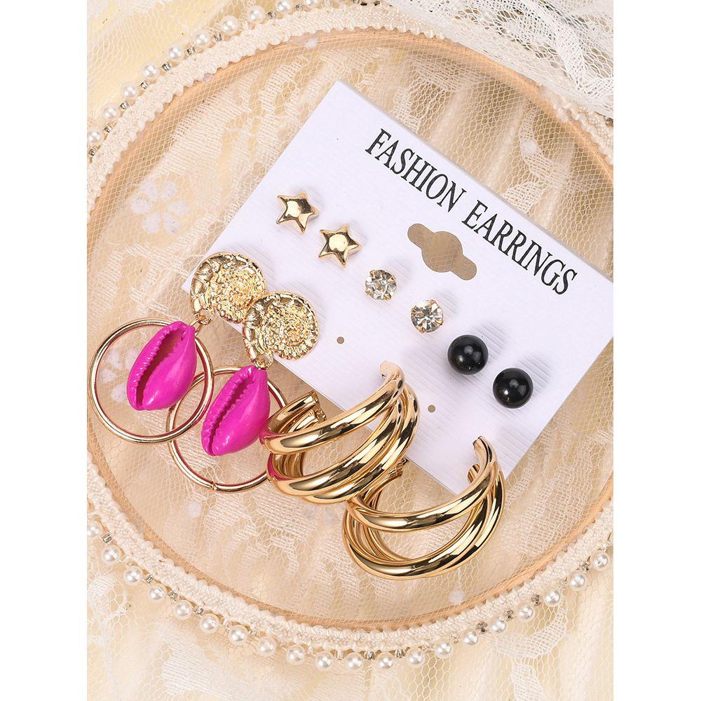 Styli Set of 5 - Shell & Star Design Earrings-women-watchesandjewellery-jewellery-earrings-image-1