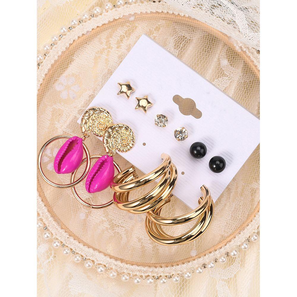Styli Set of 5 - Shell & Star Design Earrings-women-watchesandjewellery-jewellery-earrings-image-2