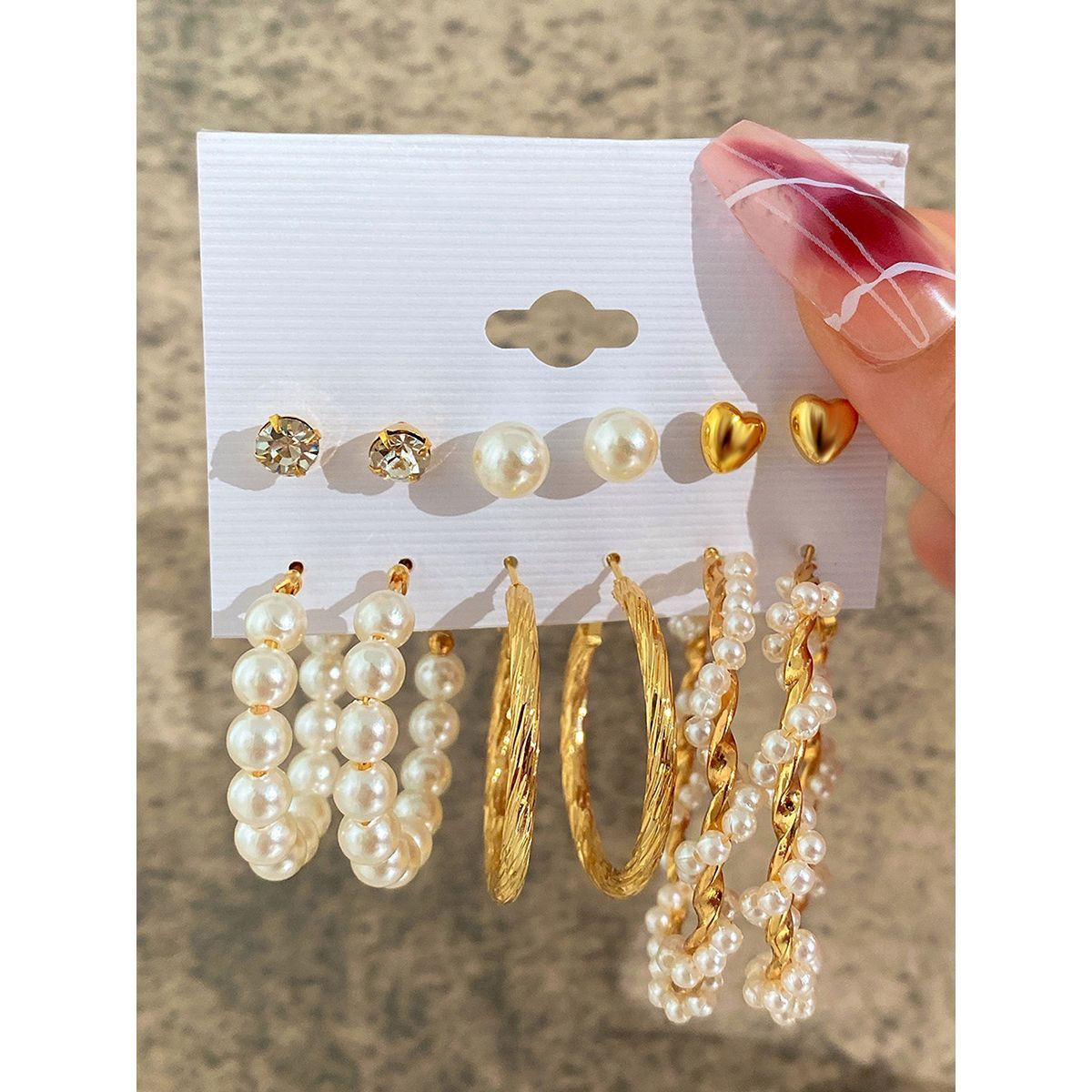 مجموعة من 6 اقراط كاجوال-women-watchesandjewellery-jewellery-earrings-image-1