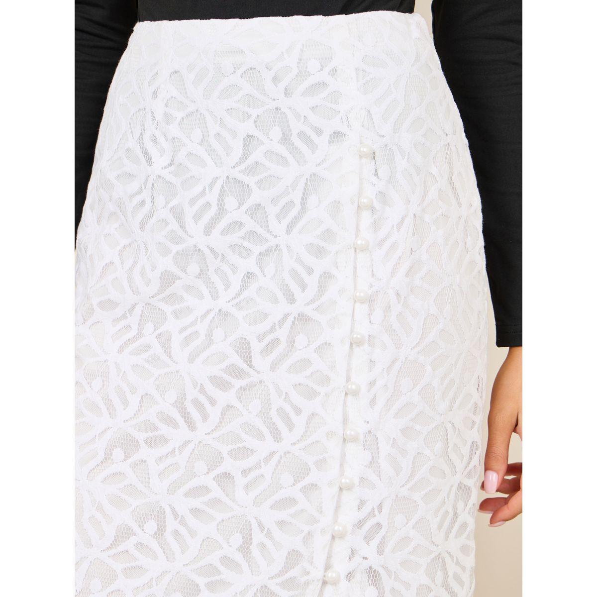 تنورة مزينة بلؤلؤ ودانتيل مع شق امامي-women-clothing-bottoms-skirts-image-3