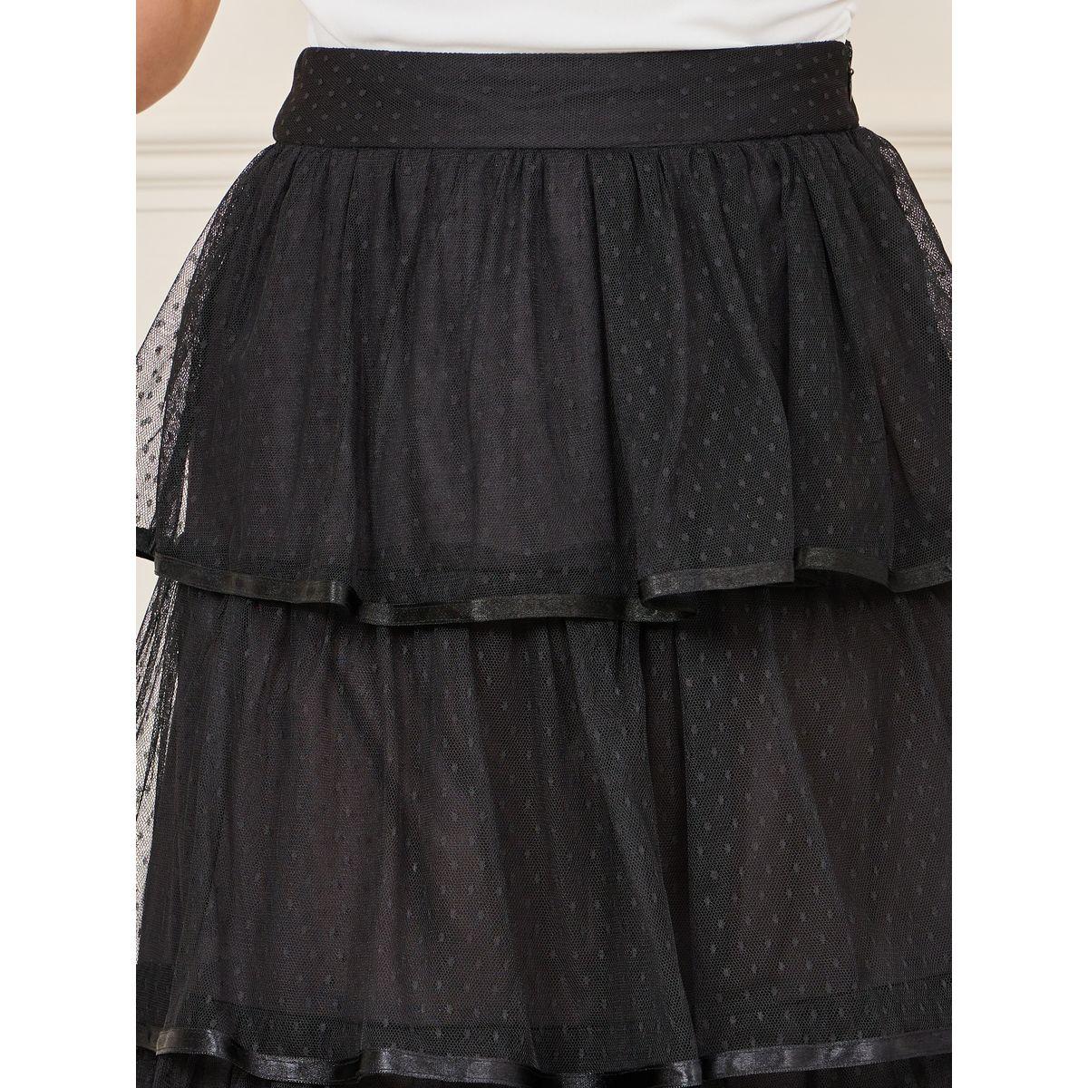 تنورة طويلة بكسرات وتفاصيل شبكية-women-clothing-bottoms-skirts-image-2