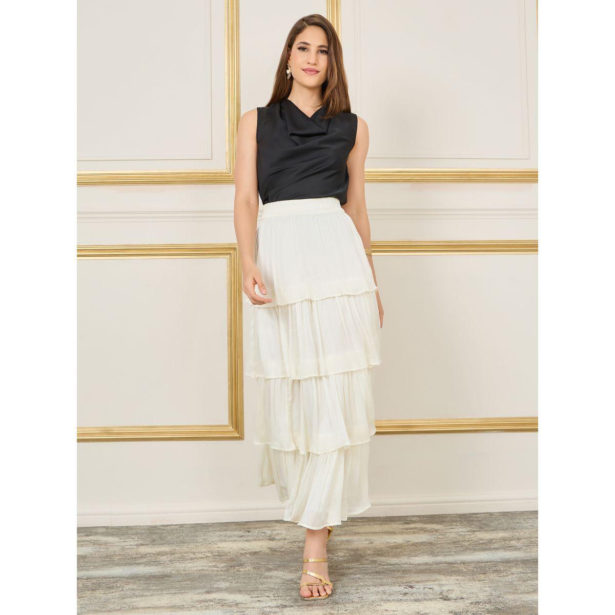تنورة طويلة بكسرات وتفاصيل كشكش-women-clothing-bottoms-skirts-image-2