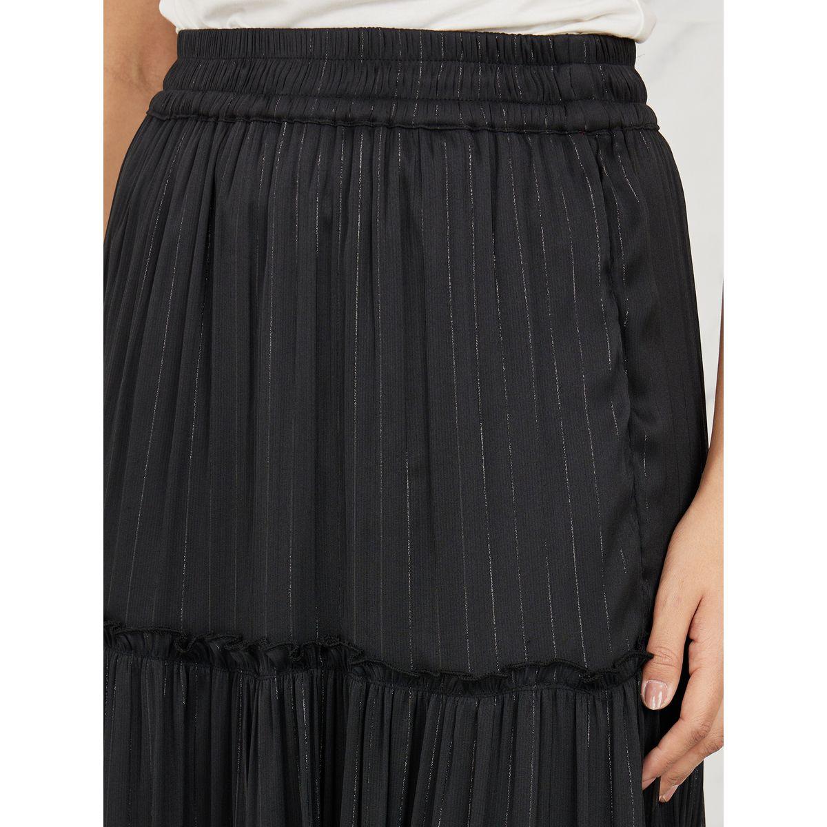 Styli Lurex Striped Ruffle Detail Tiered Maxi Skirt-women-clothing-bottoms-skirts-image-3