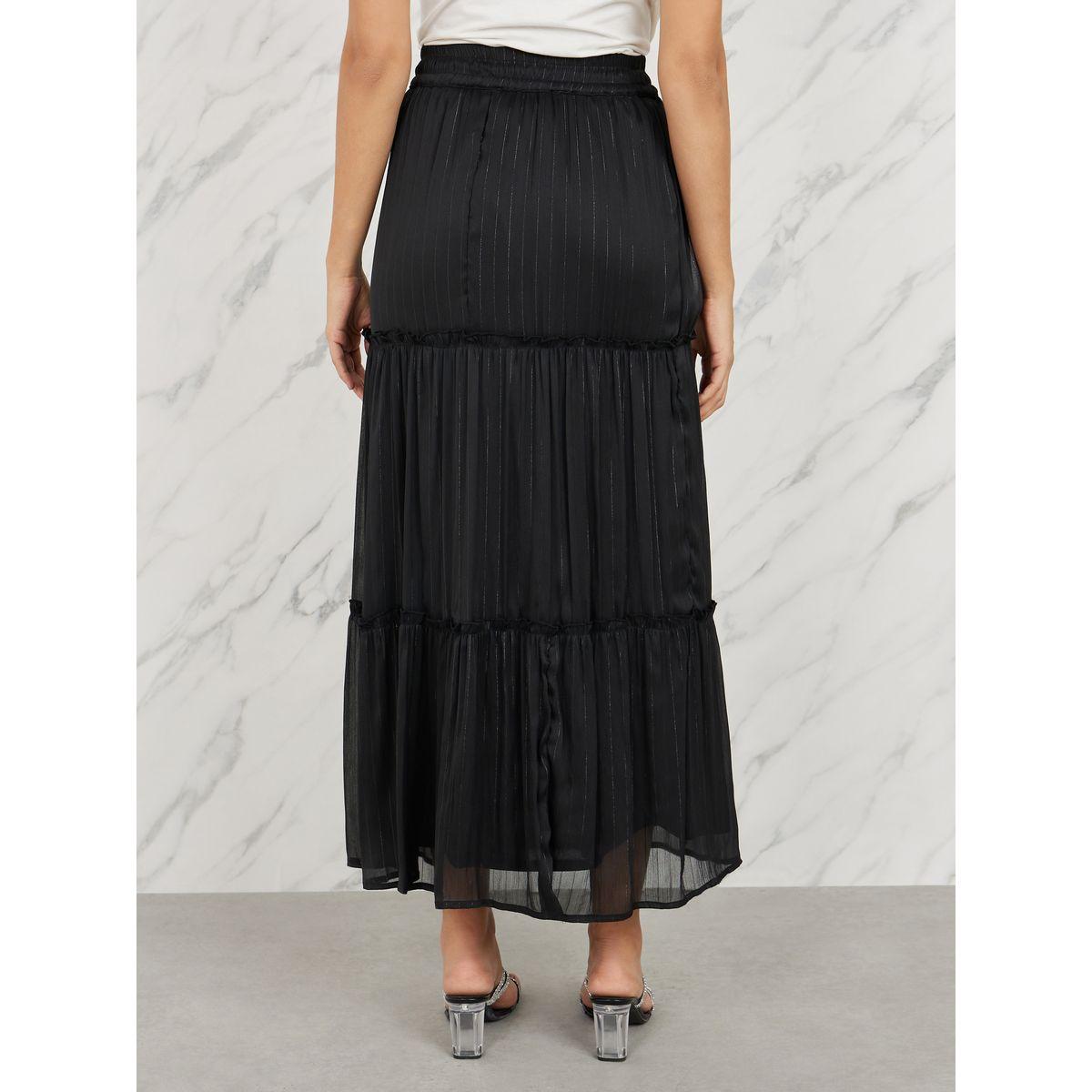 Styli Lurex Striped Ruffle Detail Tiered Maxi Skirt-women-clothing-bottoms-skirts-image-4