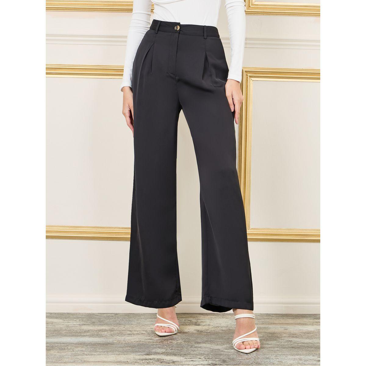 بنطال ساتان بارجل واسعة وخصر عالي-women-clothing-bottoms-trousers-image-1