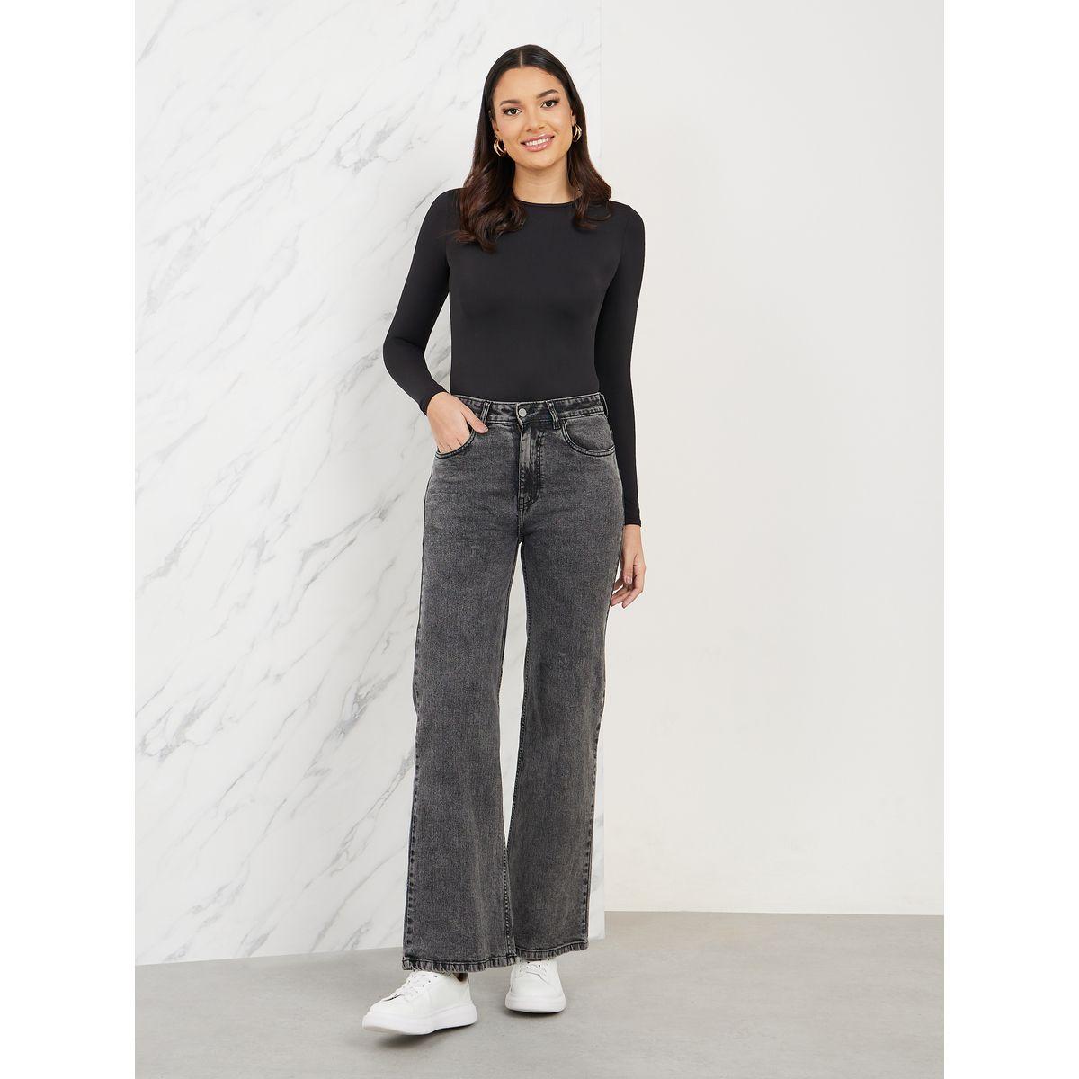 Styli High Rise Washed Fit and Flared Jeans-women-clothing-bottoms-jeans-image-2