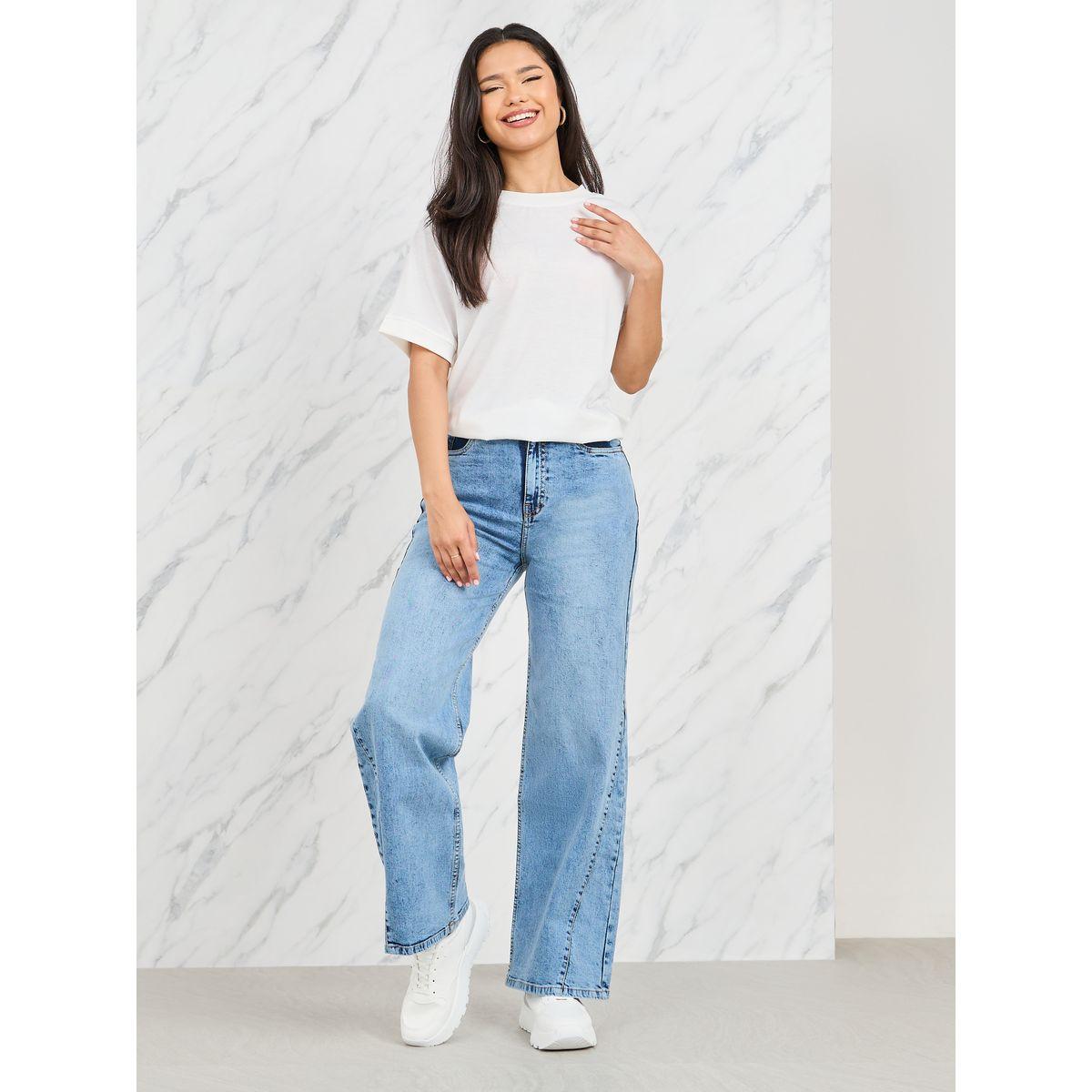 Styli Side Cut and Sew Panel Straight Fit Jeans-women-clothing-bottoms-jeans-image-2