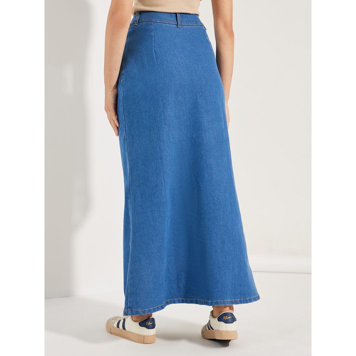 تنورة دنيم طويلة سادة مع ازرار-women-clothing-bottoms-skirts-image-4