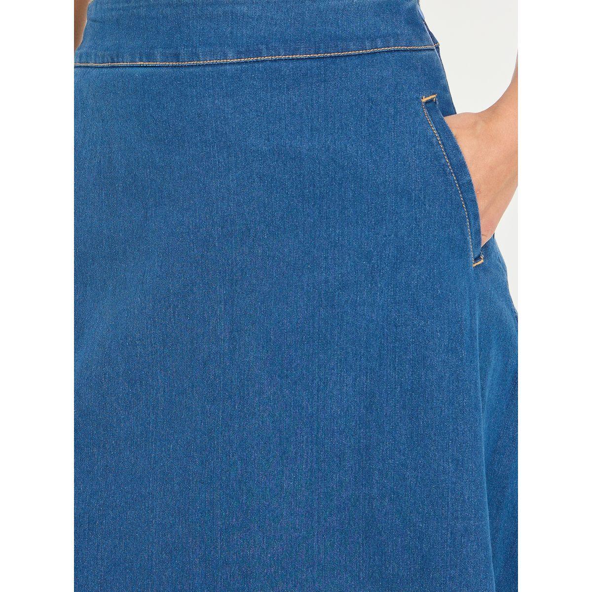 تنورة دنيم سادة مع جيوب-women-clothing-bottoms-skirts-image-2