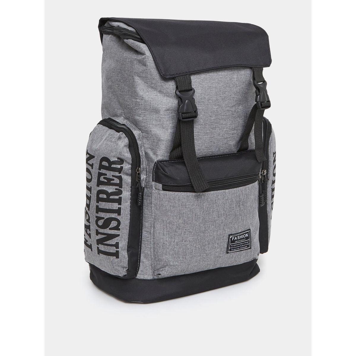 Styli Contrast Print Backpack with Buckle Closure-men-bags-image-1