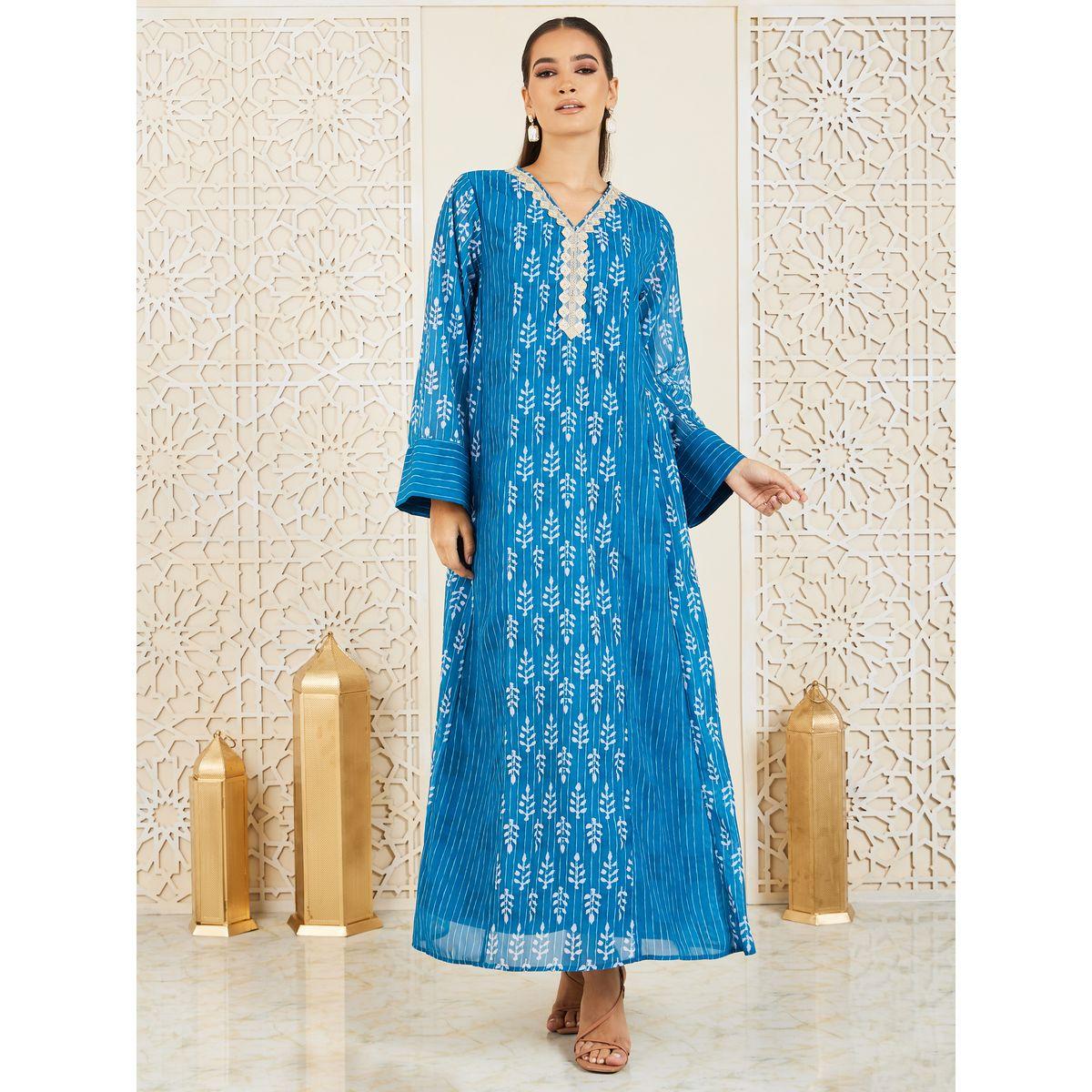 Styli Embroidered Printed Panel Jalabiya-women-arabicclothing-jalabiyas-image-1