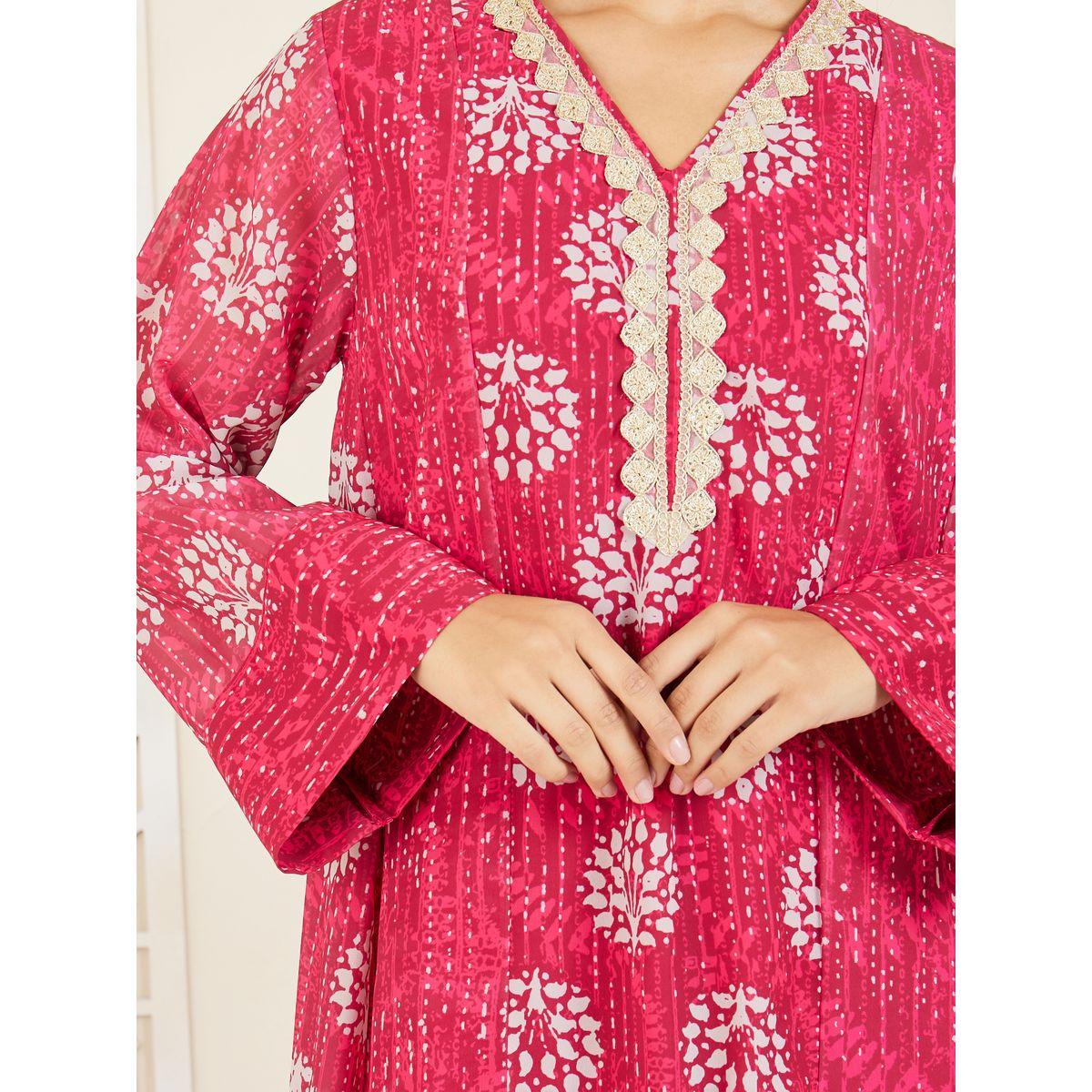 Styli Embroidered Lace Trim AOP Jalabiya-women-arabicclothing-jalabiyas-image-3