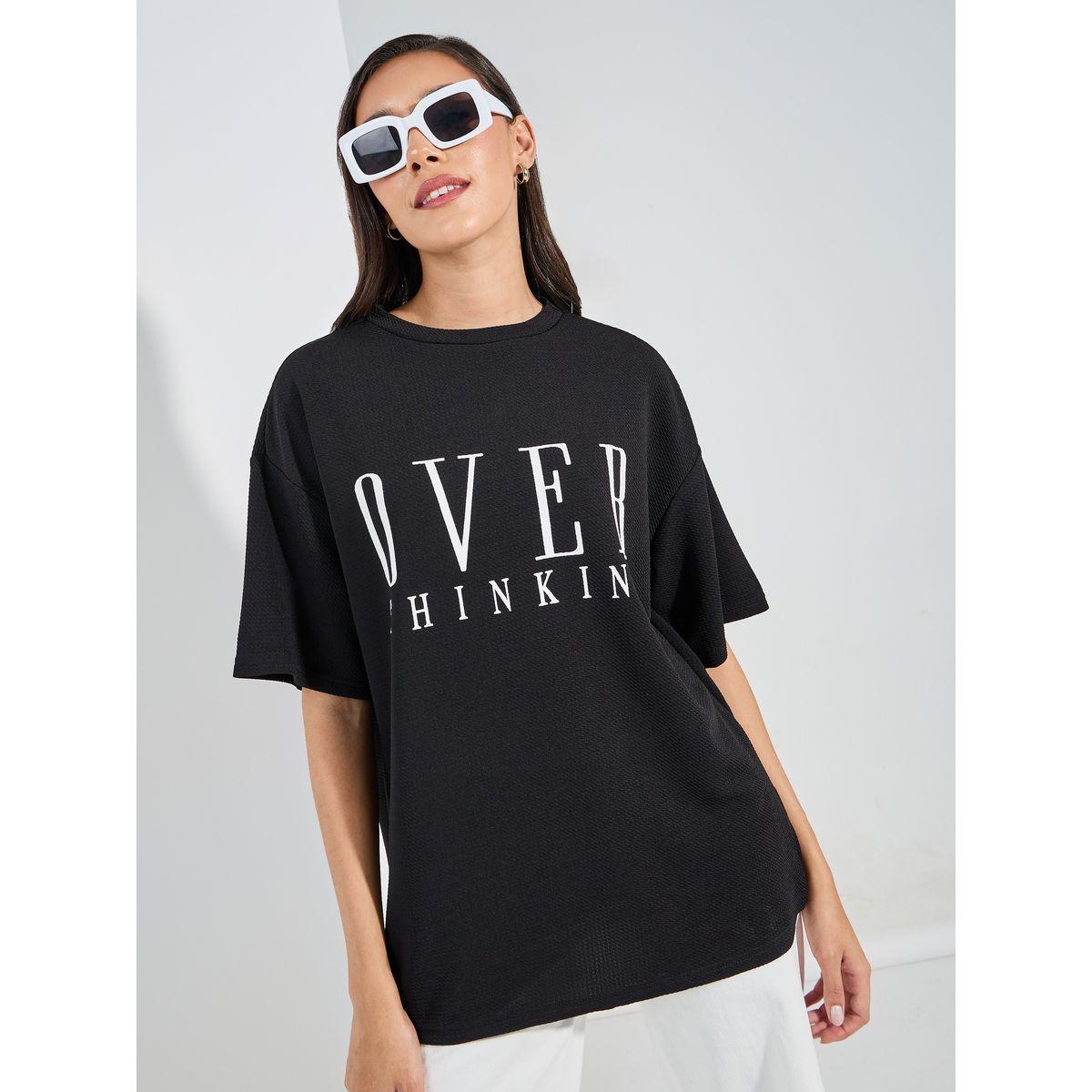 Styli Oversized Over Slogan Print Round Neck Short Sleeve T-shirt-women-clothing-tshirts-image-1