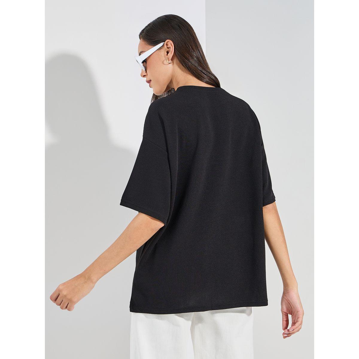 تيشيرت فضفاض مطبع بطبعة كتابة-women-clothing-tshirts-image-4
