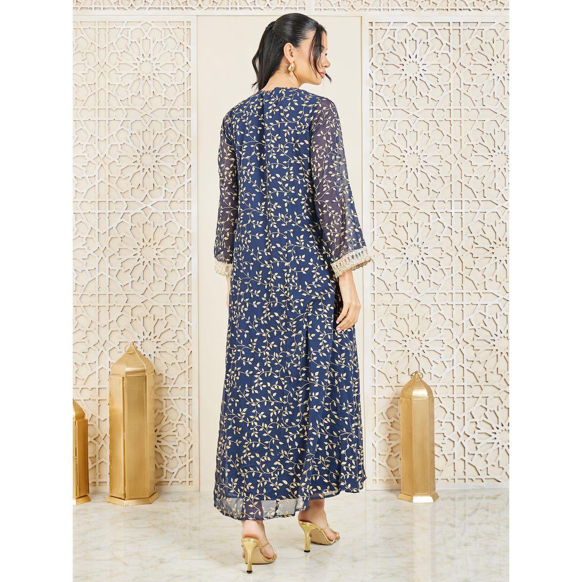 Styli Embroidered Lace Trim Leaf AOP Jalabiya-women-arabicclothing-jalabiyas-image-4