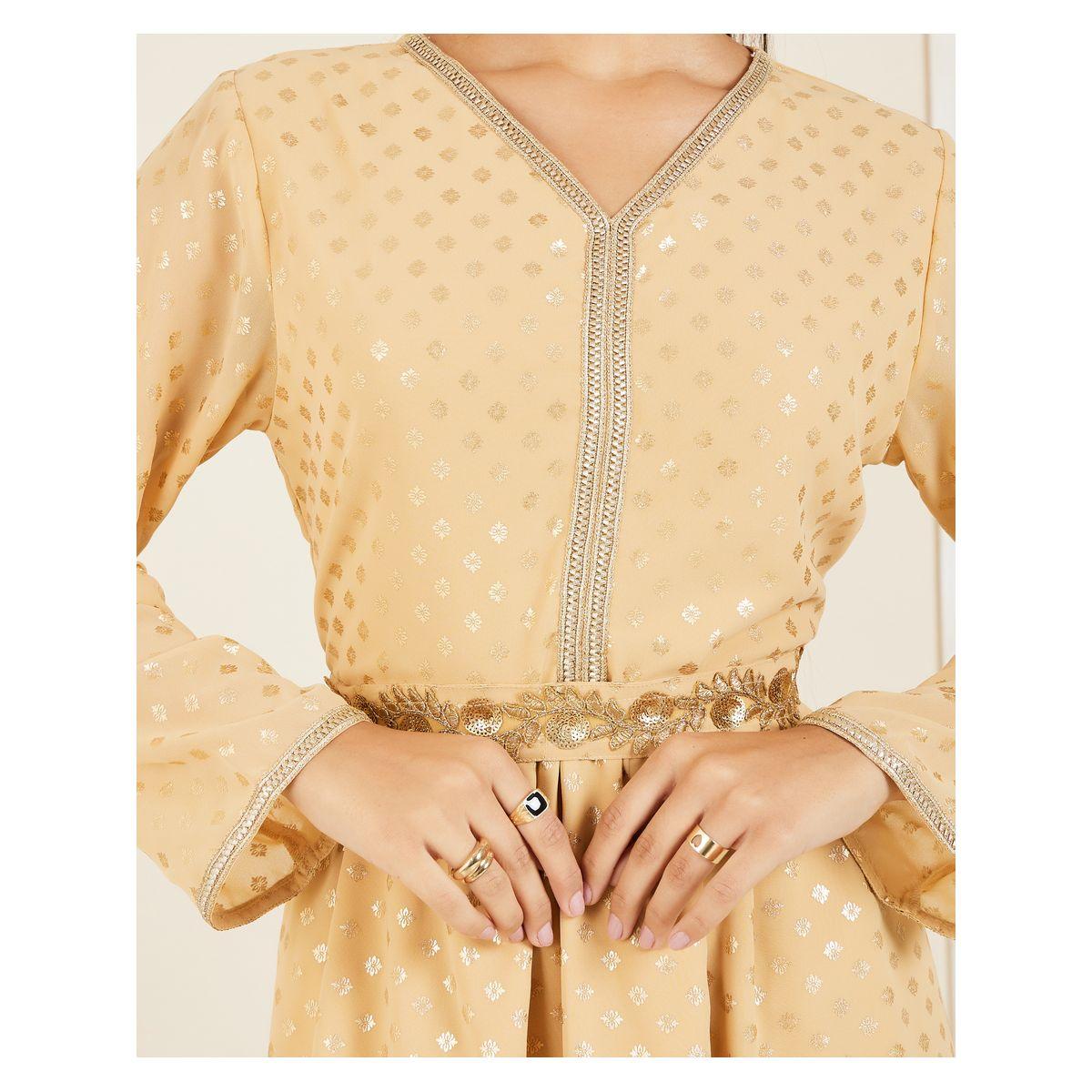 جلابية بطبعة فويل وتفاصيل دانتيل مع أربطة-women-arabicclothing-jalabiyas-image-3