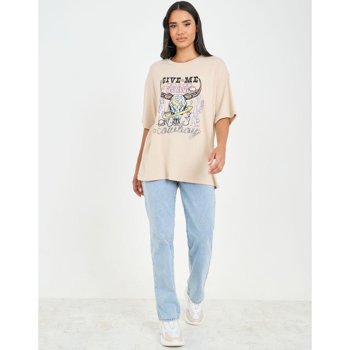 Styli Oversized Graphic Print Drop Shoulder Longline T-Shirt-women-clothing-tshirts-image-2