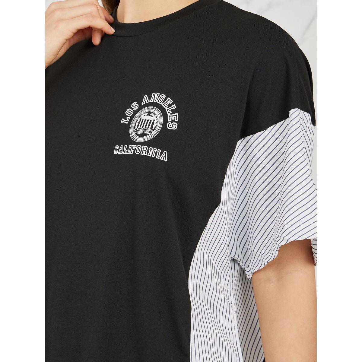 Styli Oversized Side Striped Slogan Print Drop Shoulder T-shirt-women-clothing-tshirts-image-4
