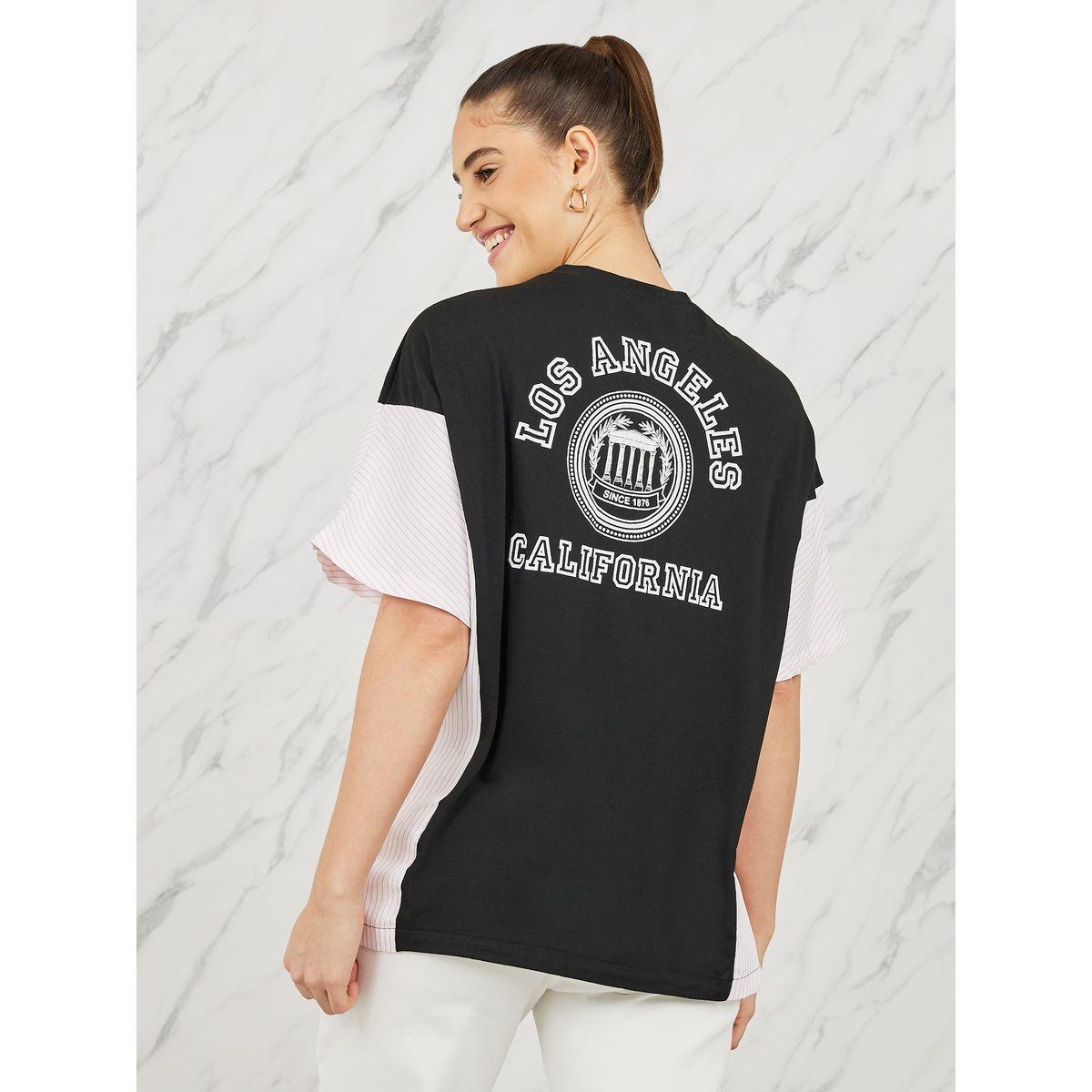 تيشيرت واسع باكتاف منخفضة وخطوط جانبية-women-clothing-tshirts-image-4