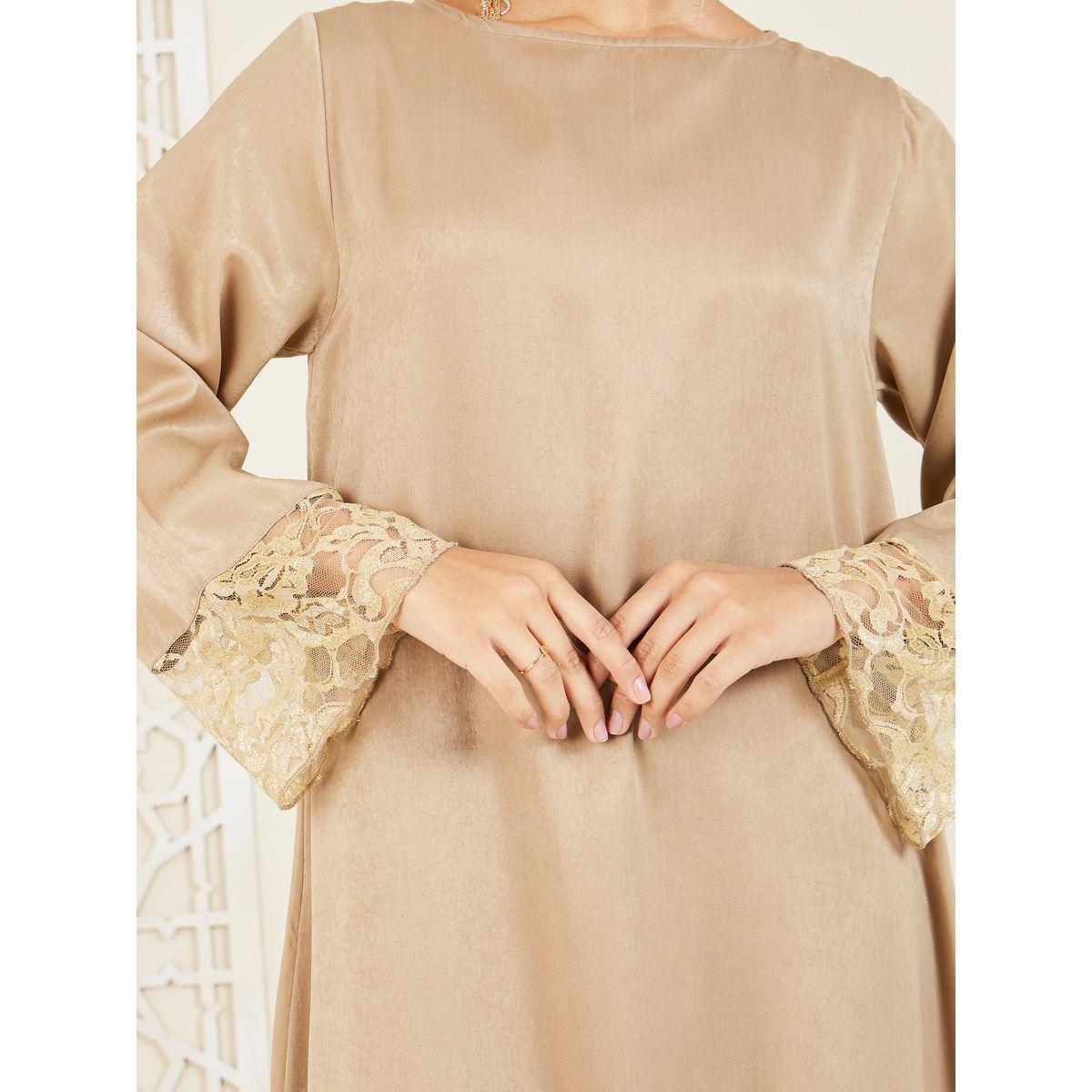 Styli Lace Trim Solid Jalabiya-women-arabicclothing-jalabiyas-image-3