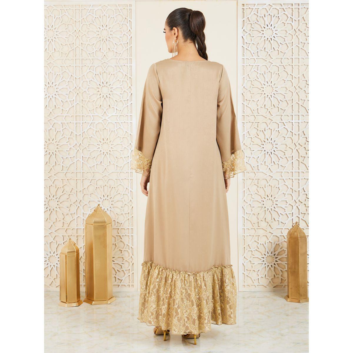 Styli Lace Trim Solid Jalabiya-women-arabicclothing-jalabiyas-image-4