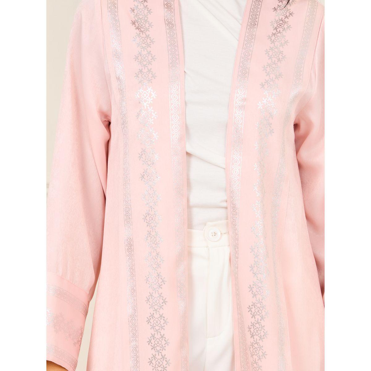 Styli Foil Print Open Front Jalabiya-women-arabicclothing-abayas-image-3